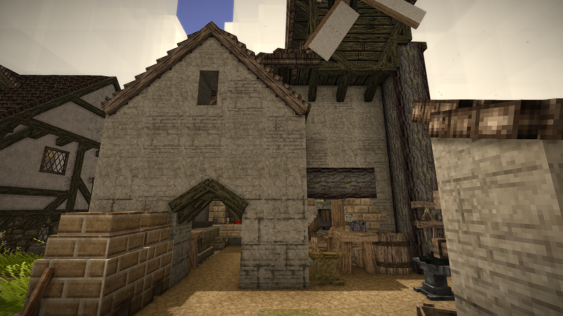 A village blacksmith at work in Vintage Story